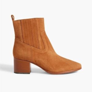 New FRAME Le Rue suede ankle boots Camel Comfort Walk Bootie Sz 8.5 block heel